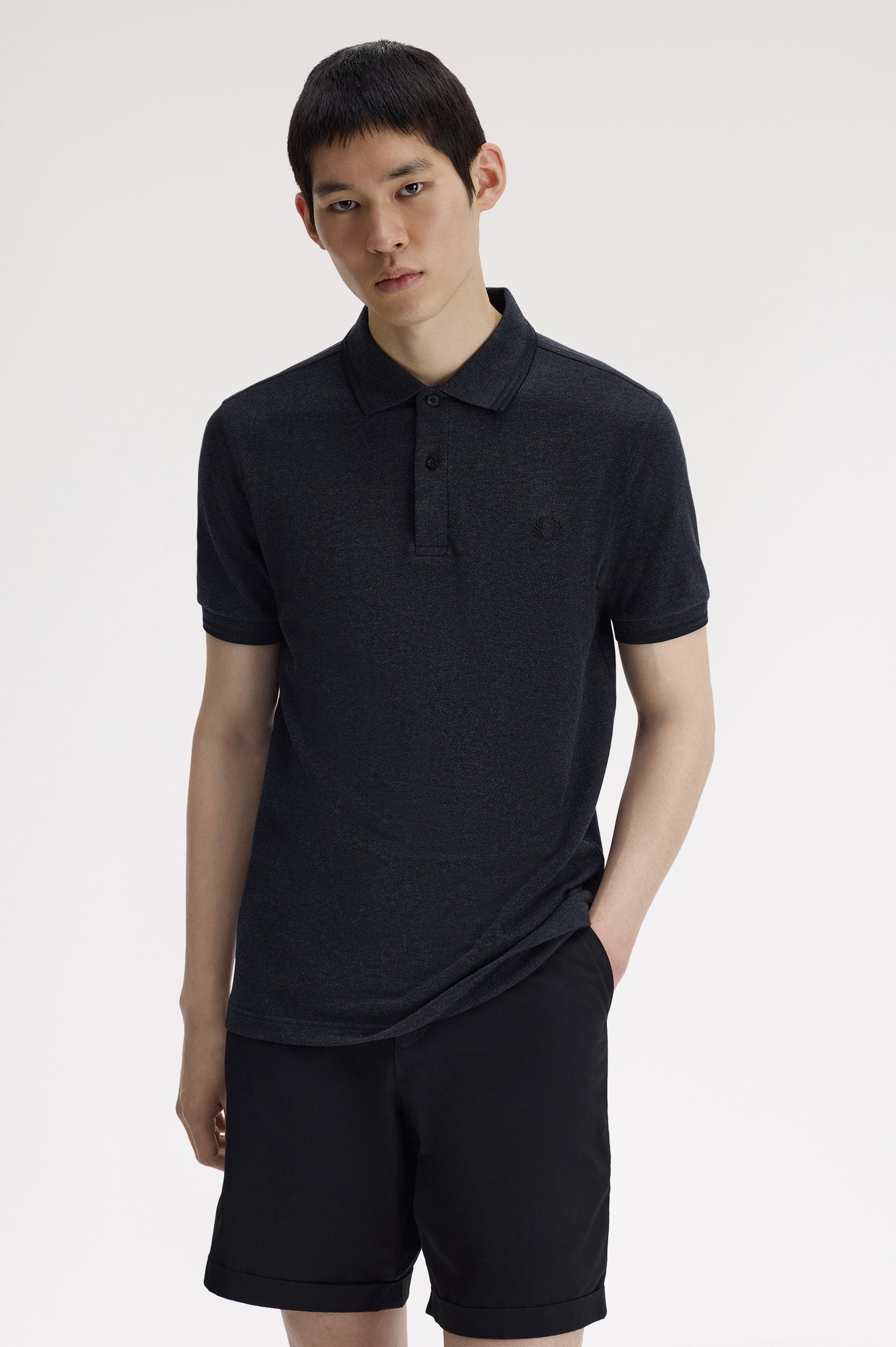 Fred Perry - TWIN TIPPED FRED PERRY SHIRT - Charcoal Marl/Black