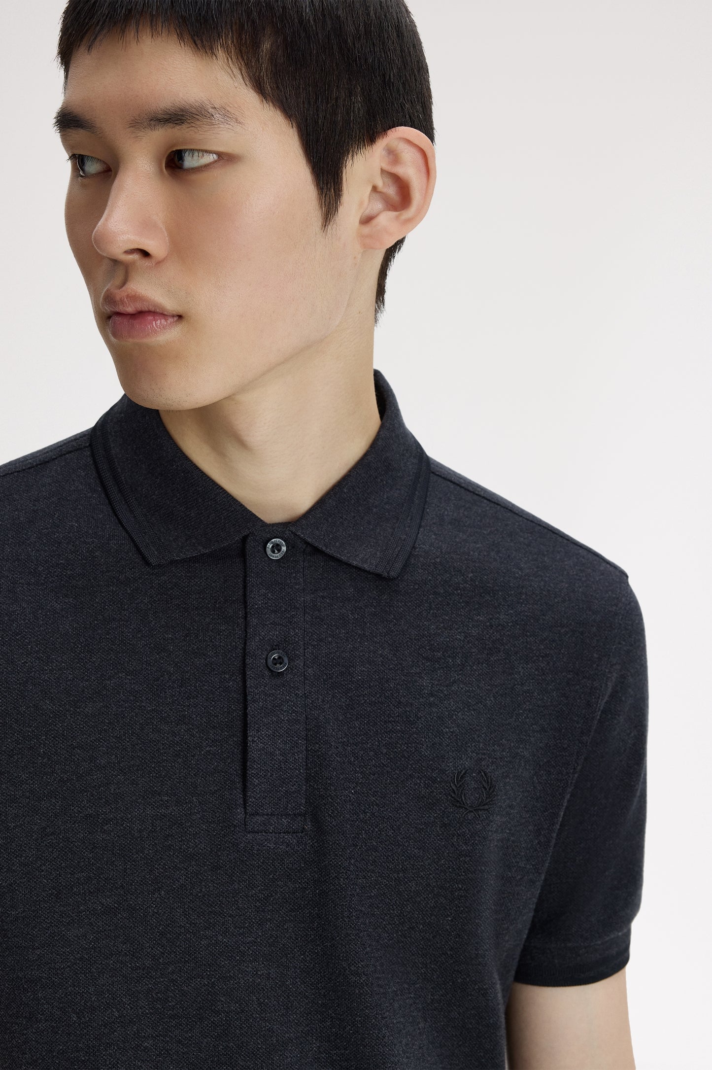 Fred Perry - TWIN TIPPED FRED PERRY SHIRT - Charcoal Marl/Black