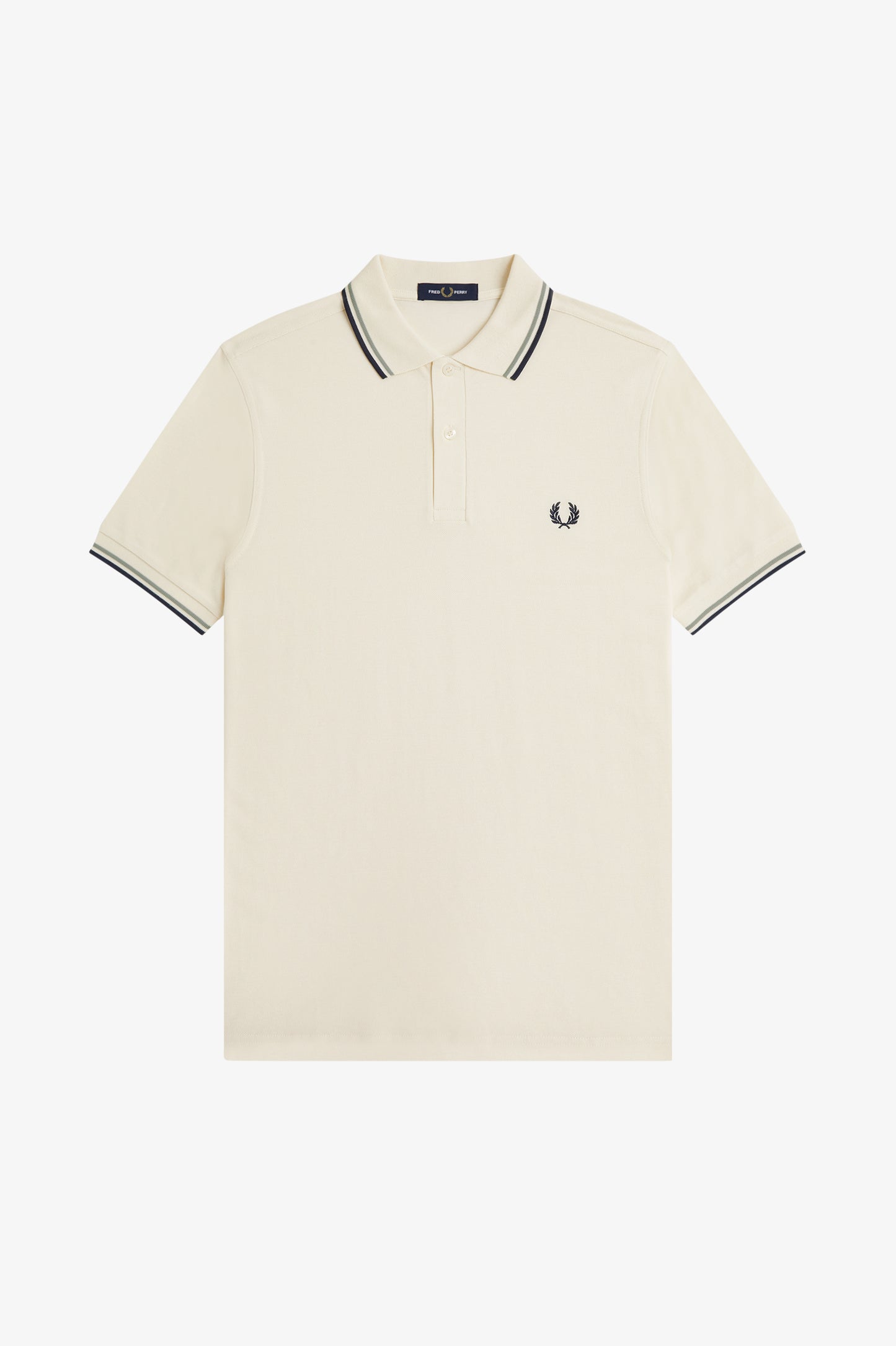Fred Perry - TWIN TIPPED FRED PERRY SHIRT - Ecru/Seagrass/Dark Airfare