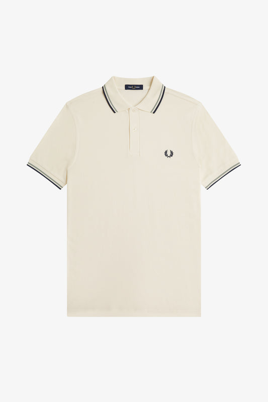 Fred Perry - TWIN TIPPED FRED PERRY SHIRT - Ecru/Seagrass/Dark Airfare