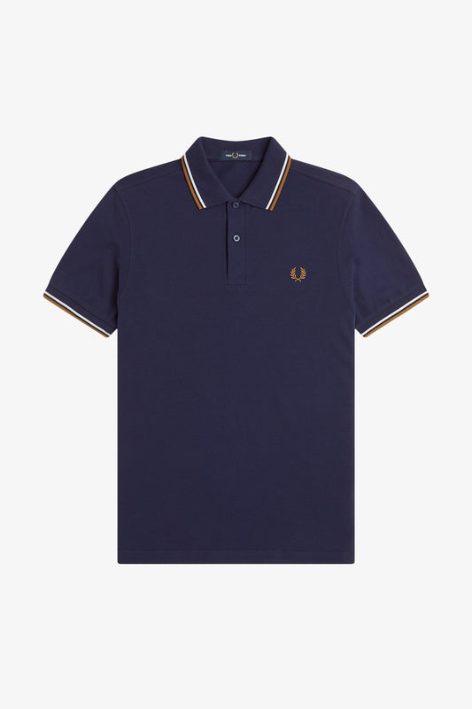 Fred Perry - TWIN TIPPED FRED PERRY SHIRT - Twilight Navy/Snow White/Dark Caramel