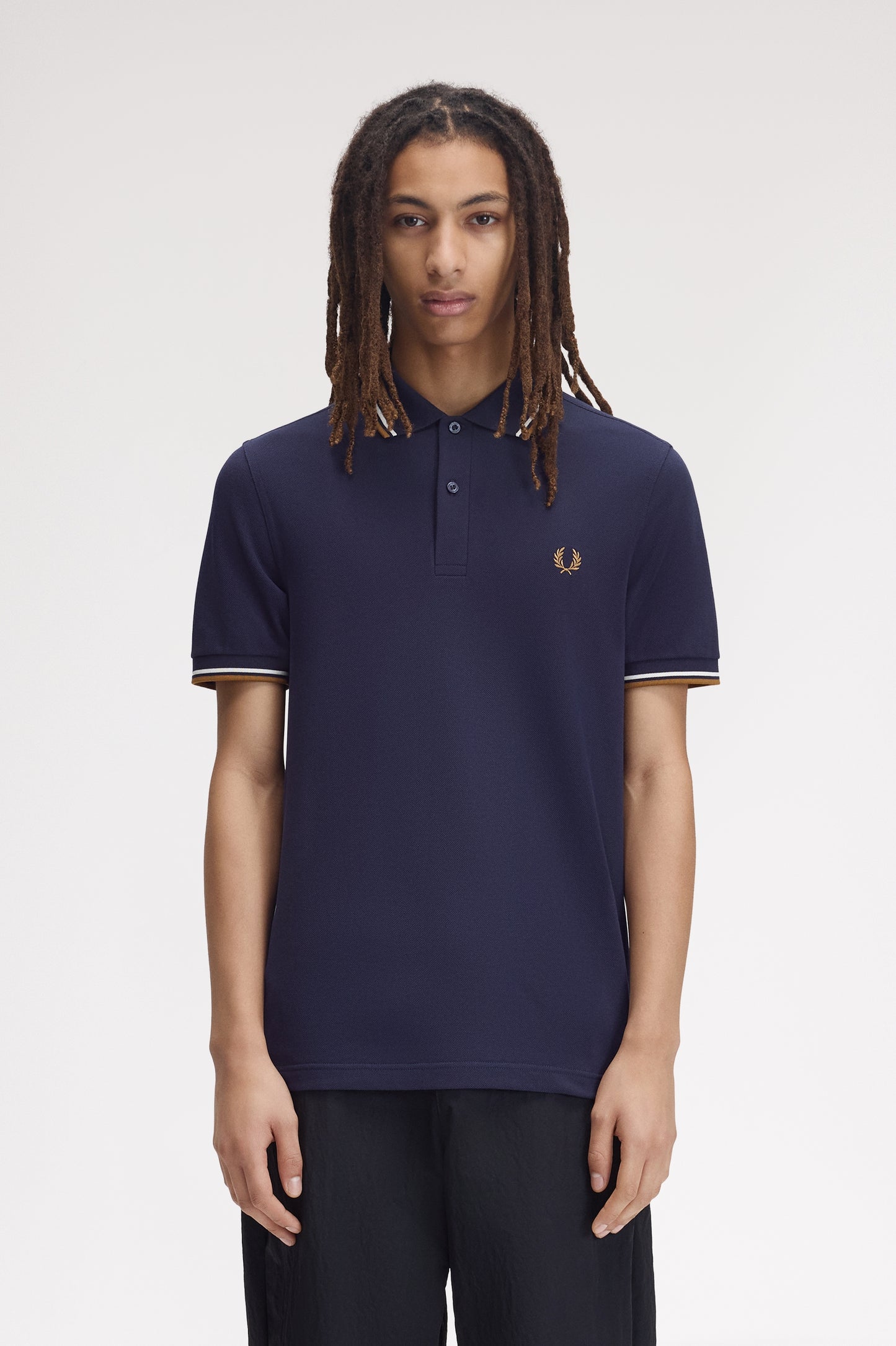 Fred Perry - TWIN TIPPED FRED PERRY SHIRT - Twilight Navy/Snow White/Dark Caramel