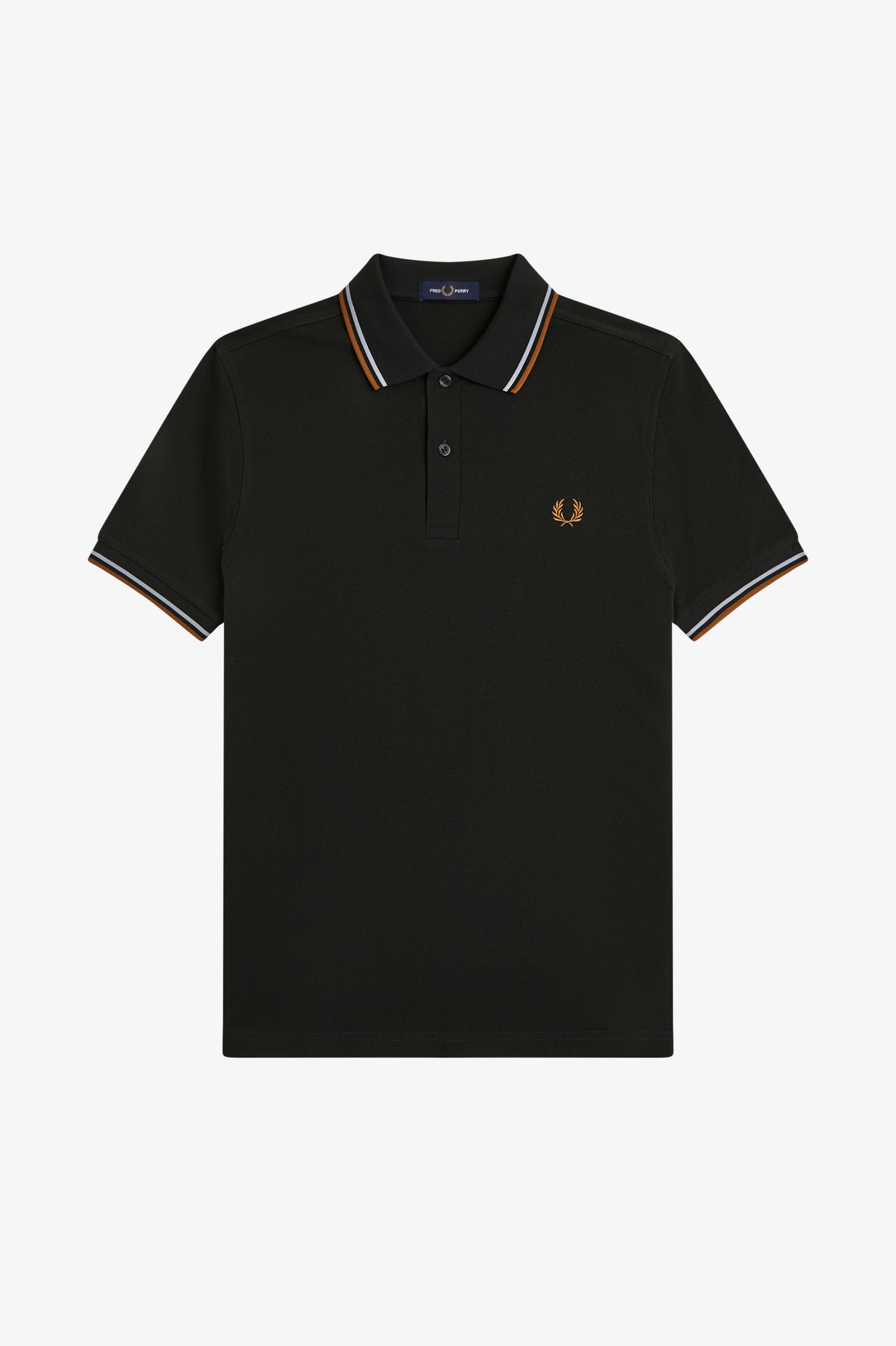 Fred Perry - TWIN TIPPED POLO SHIRT - Night Green/Dusky Blue/Dark Caramel