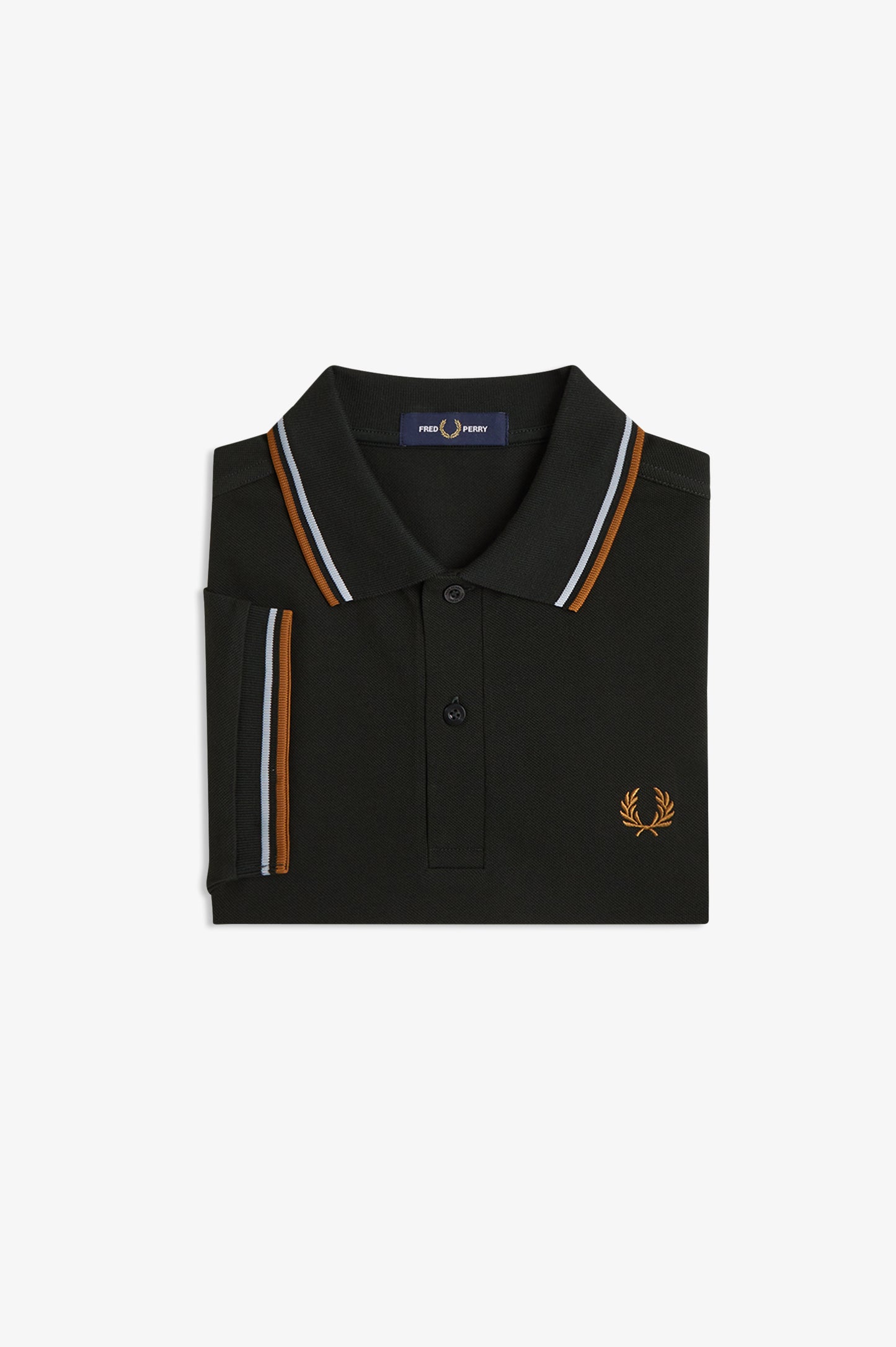 Fred Perry - TWIN TIPPED POLO SHIRT - Night Green/Dusky Blue/Dark Caramel