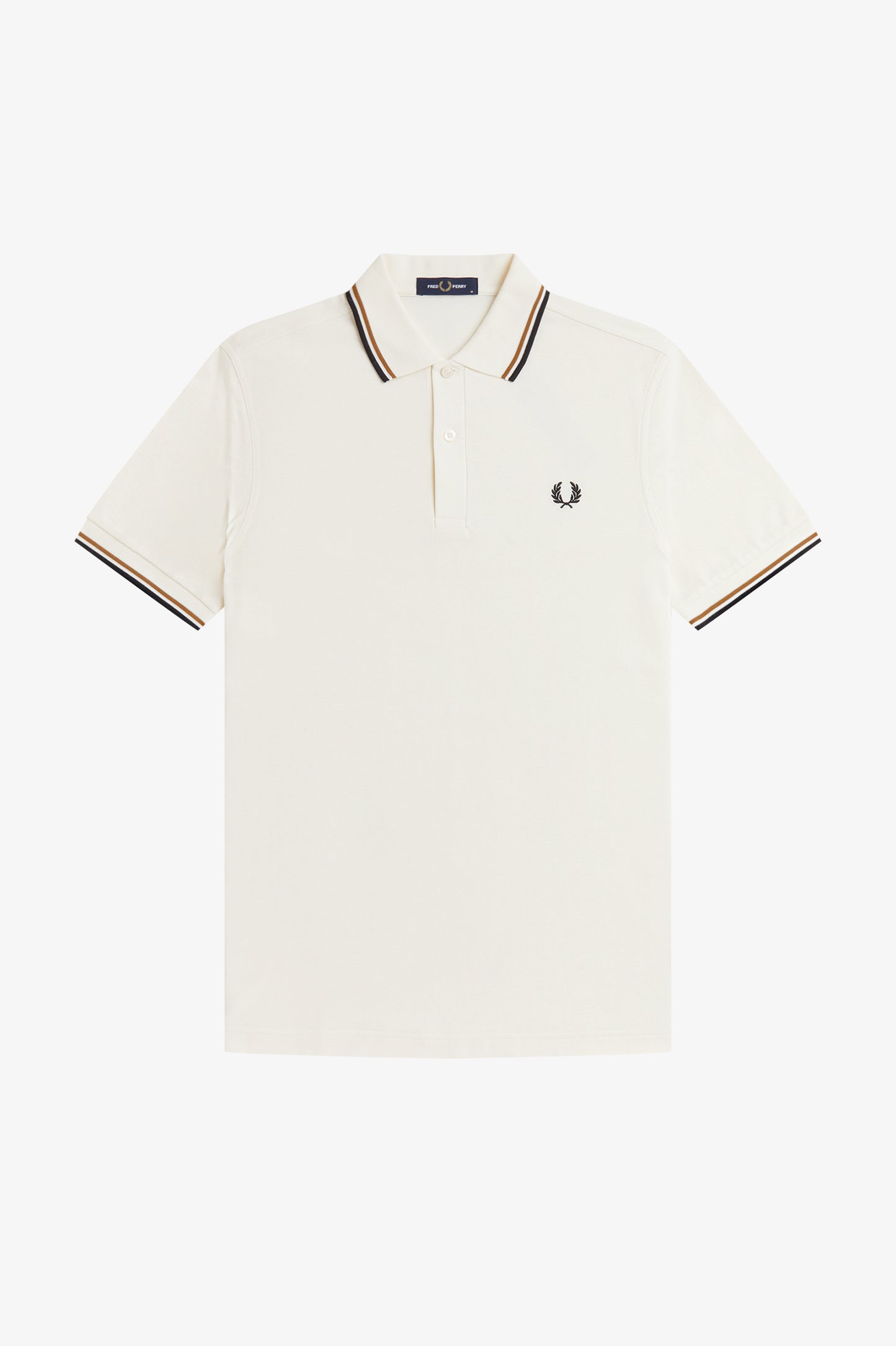 Fred Perry - TWIN TIPPED FRED PERRY SHIRT - Ecru/Dark Caramel/Black