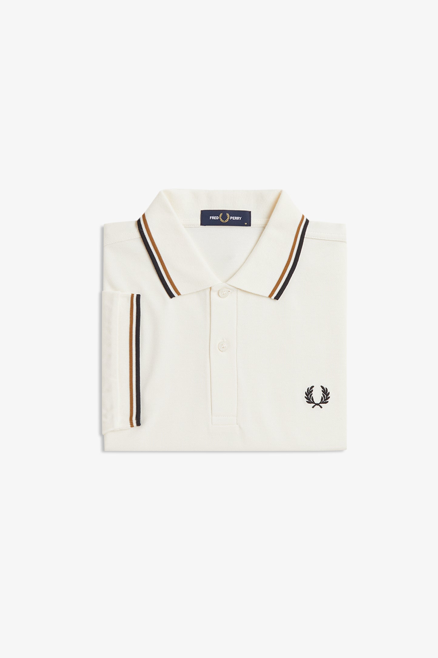 Fred Perry - TWIN TIPPED FRED PERRY SHIRT - Ecru/Dark Caramel/Black
