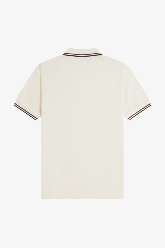 Fred Perry - TWIN TIPPED FRED PERRY SHIRT - Ecru/Oxblood/Grassroots