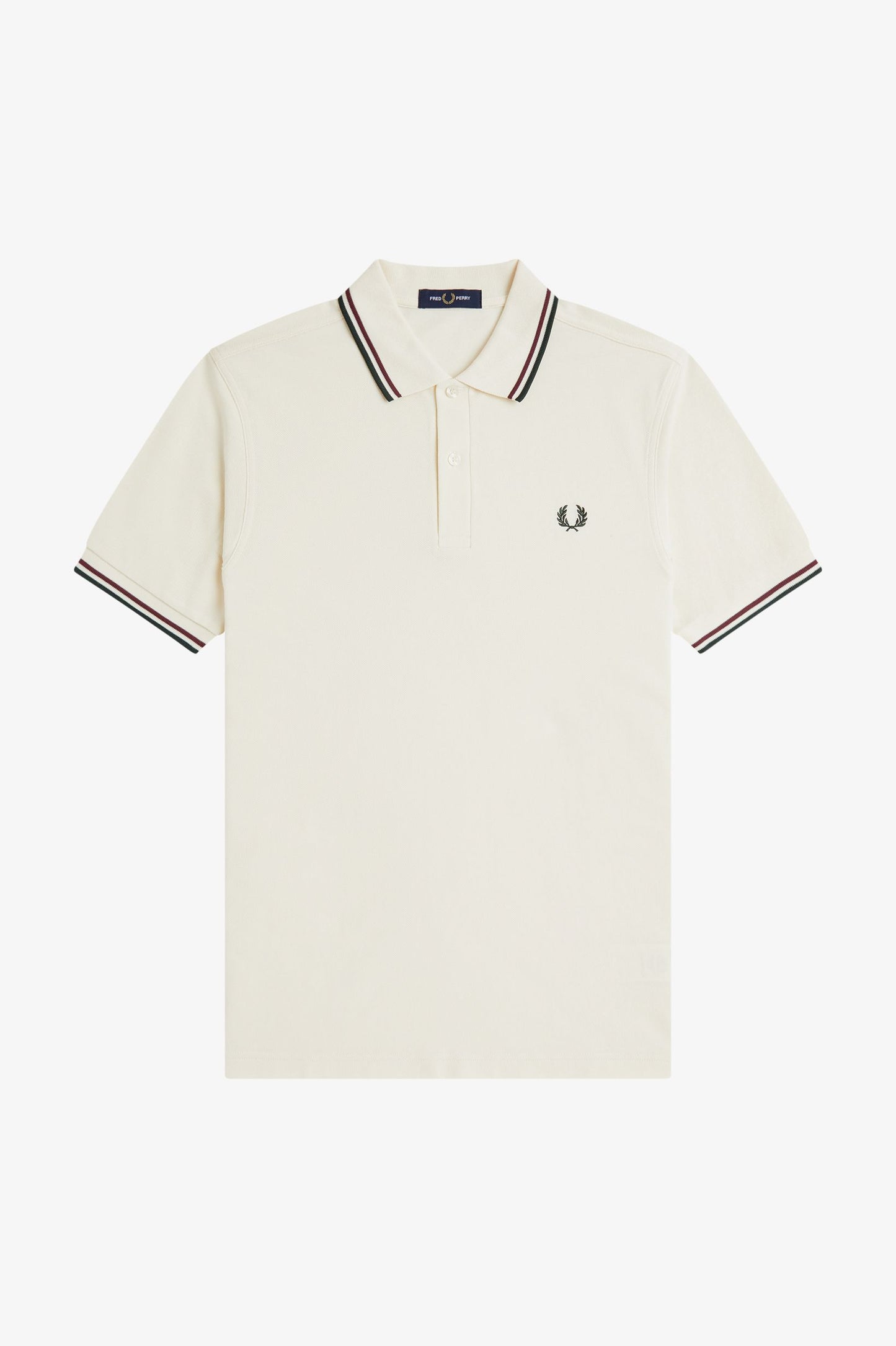 Fred Perry - TWIN TIPPED FRED PERRY SHIRT - Ecru/Oxblood/Grassroots