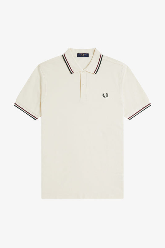 Fred Perry - TWIN TIPPED FRED PERRY SHIRT - Ecru/Oxblood/Grassroots
