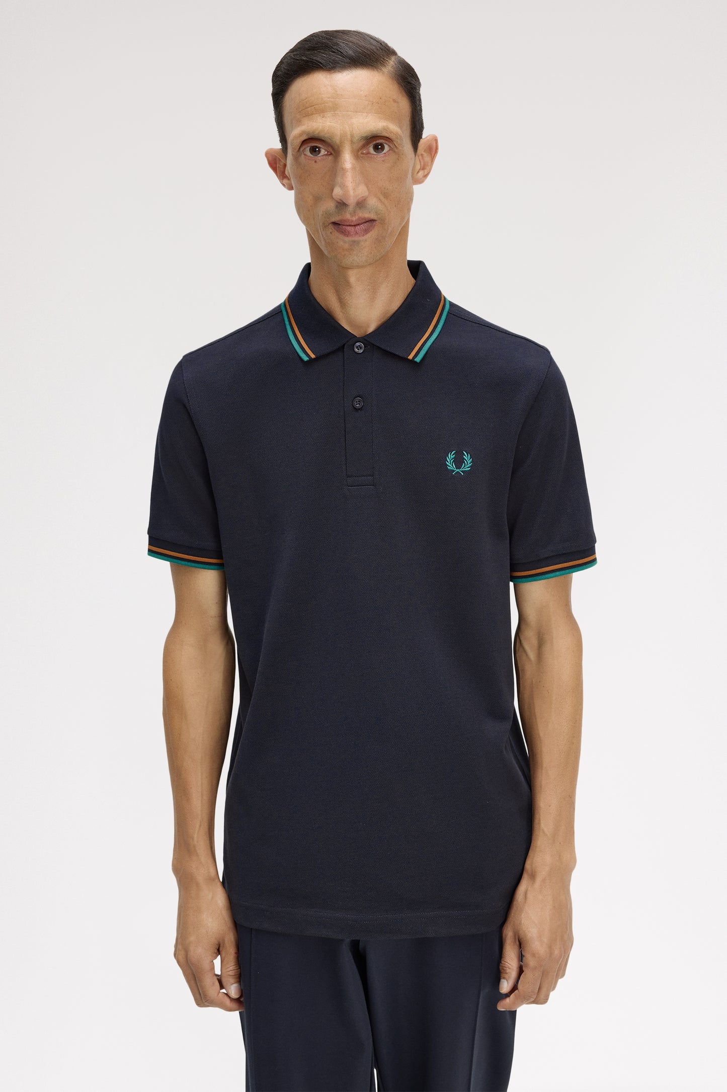 Fred Perry - TWIN TIPPED FRED PERRY SHIRT - Navy/Dark Caramel/Sport Green