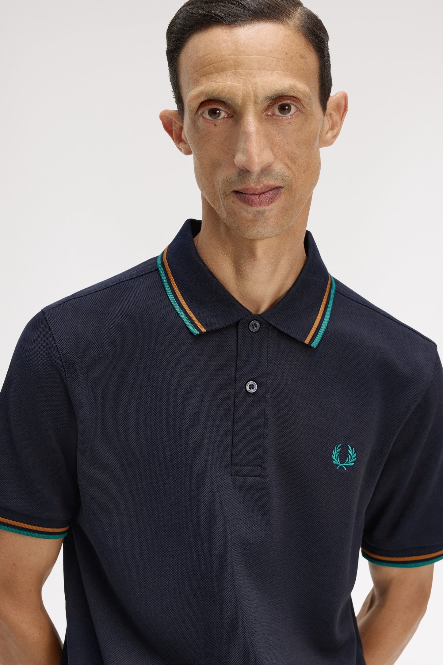 Fred Perry - TWIN TIPPED FRED PERRY SHIRT - Navy/Dark Caramel/Sport Green