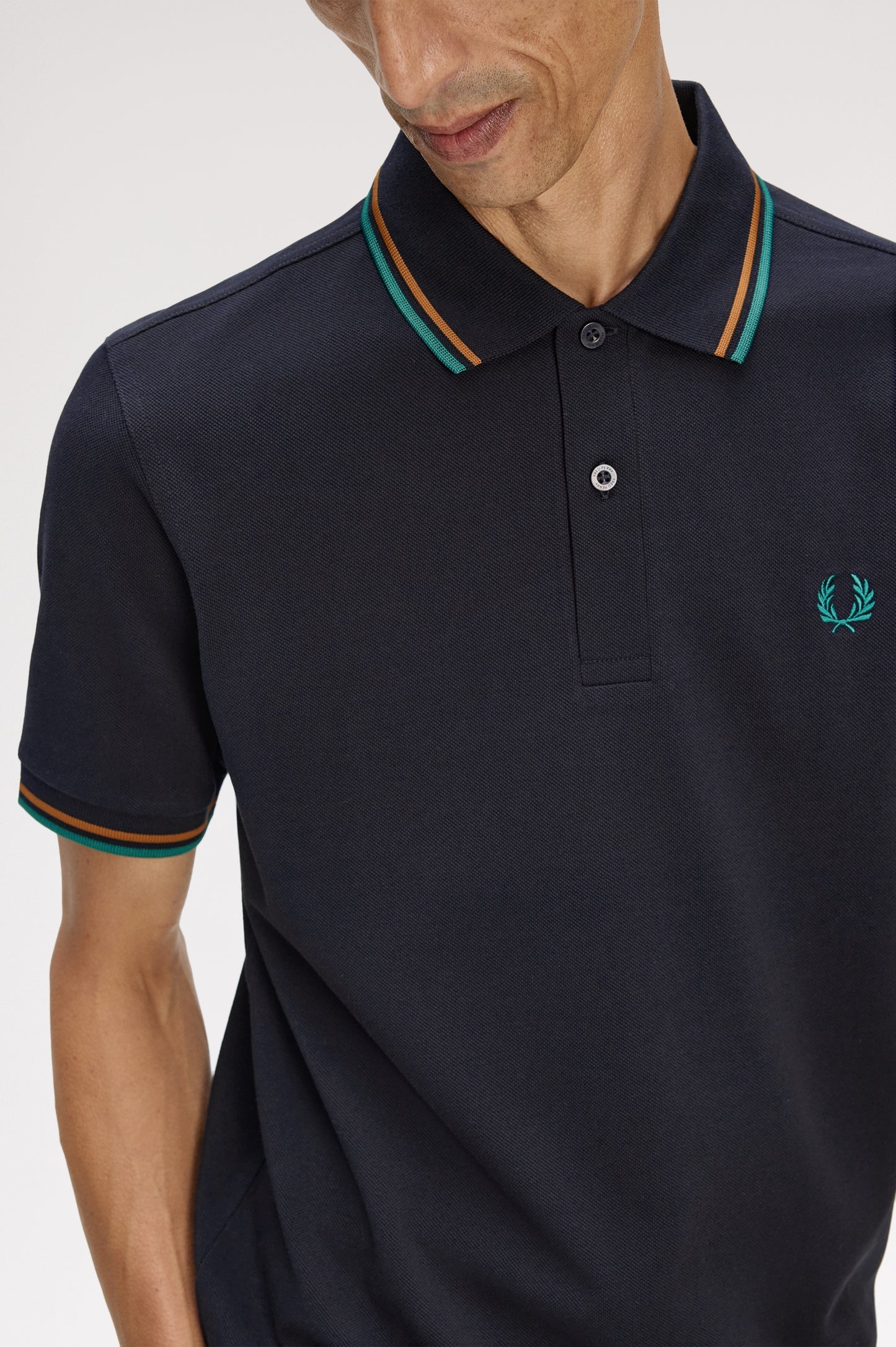 Fred Perry - TWIN TIPPED FRED PERRY SHIRT - Navy/Dark Caramel/Sport Green