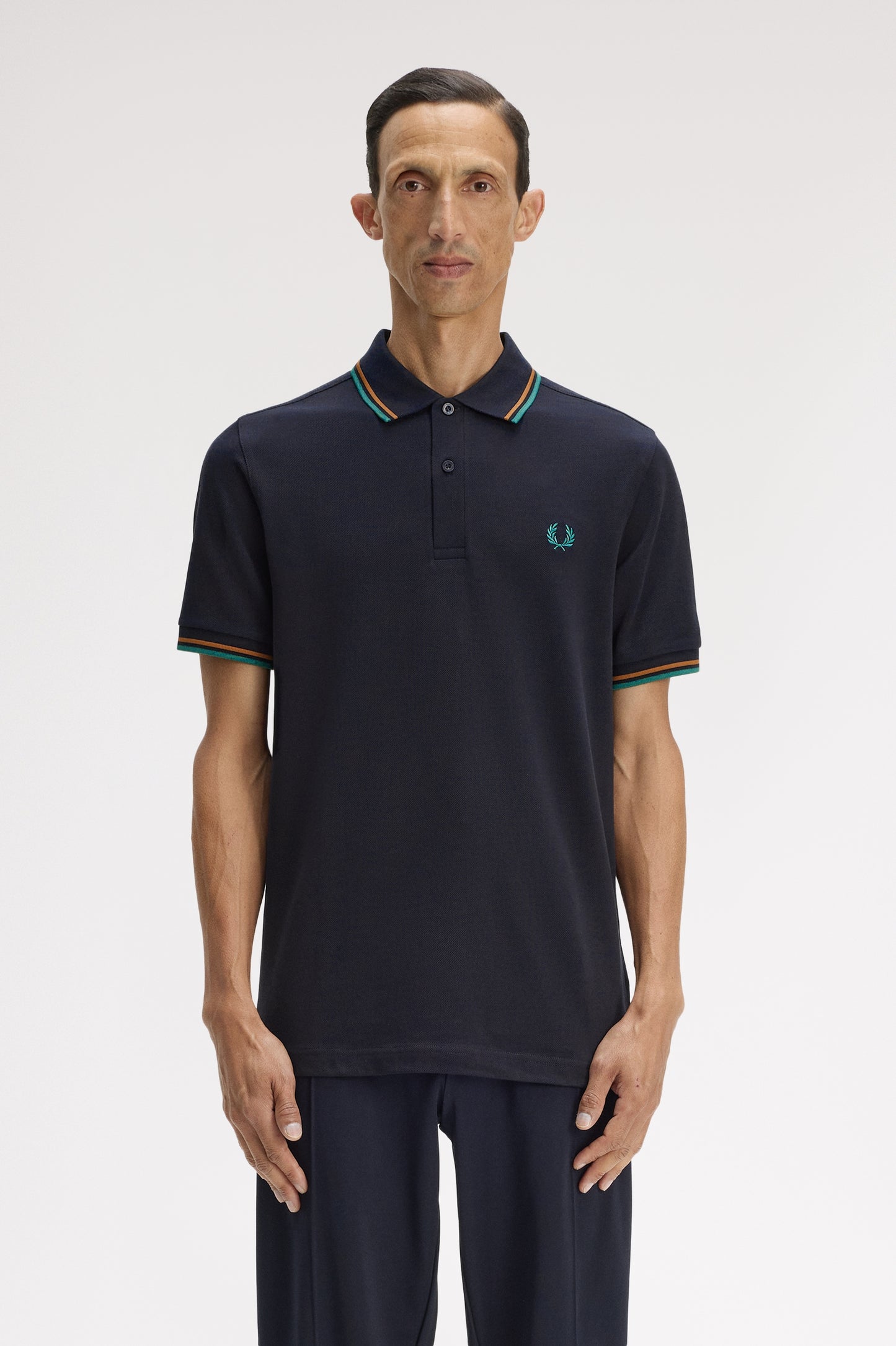 Fred Perry - TWIN TIPPED FRED PERRY SHIRT - Navy/Dark Caramel/Sport Green
