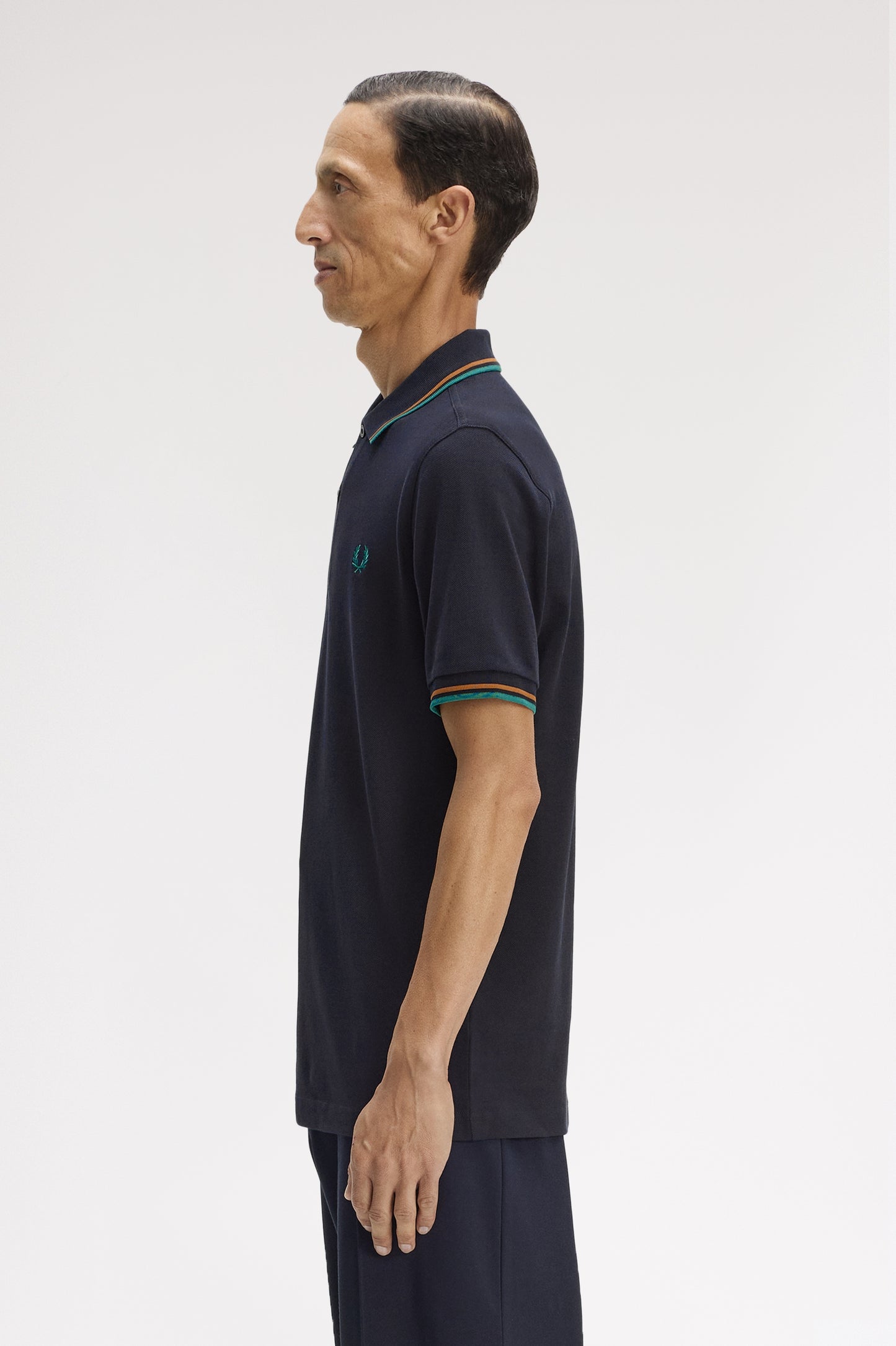 Fred Perry - TWIN TIPPED FRED PERRY SHIRT - Navy/Dark Caramel/Sport Green