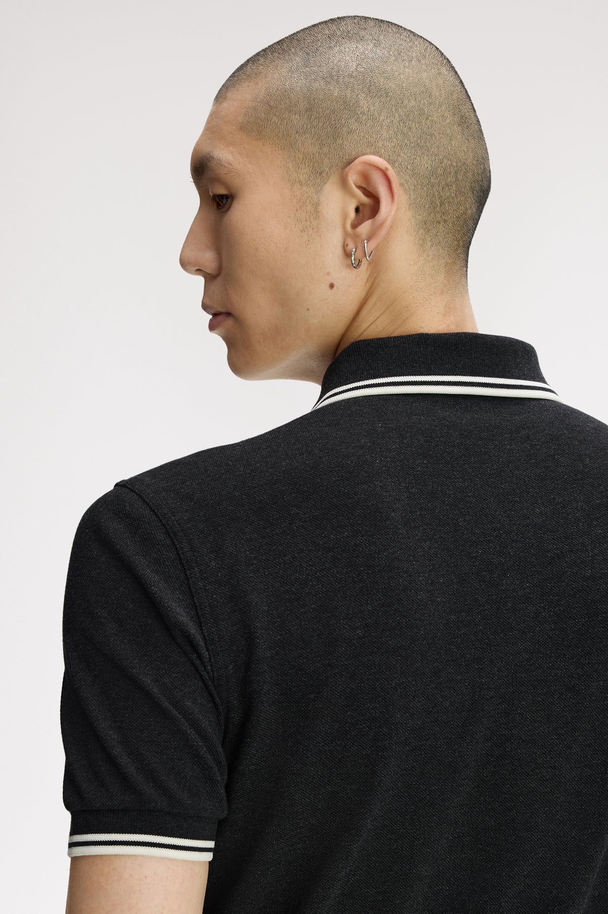 Fred Perry - TWIN TIPPED POLO SHIRT - Charcoal Marl/Ecru/Ecru