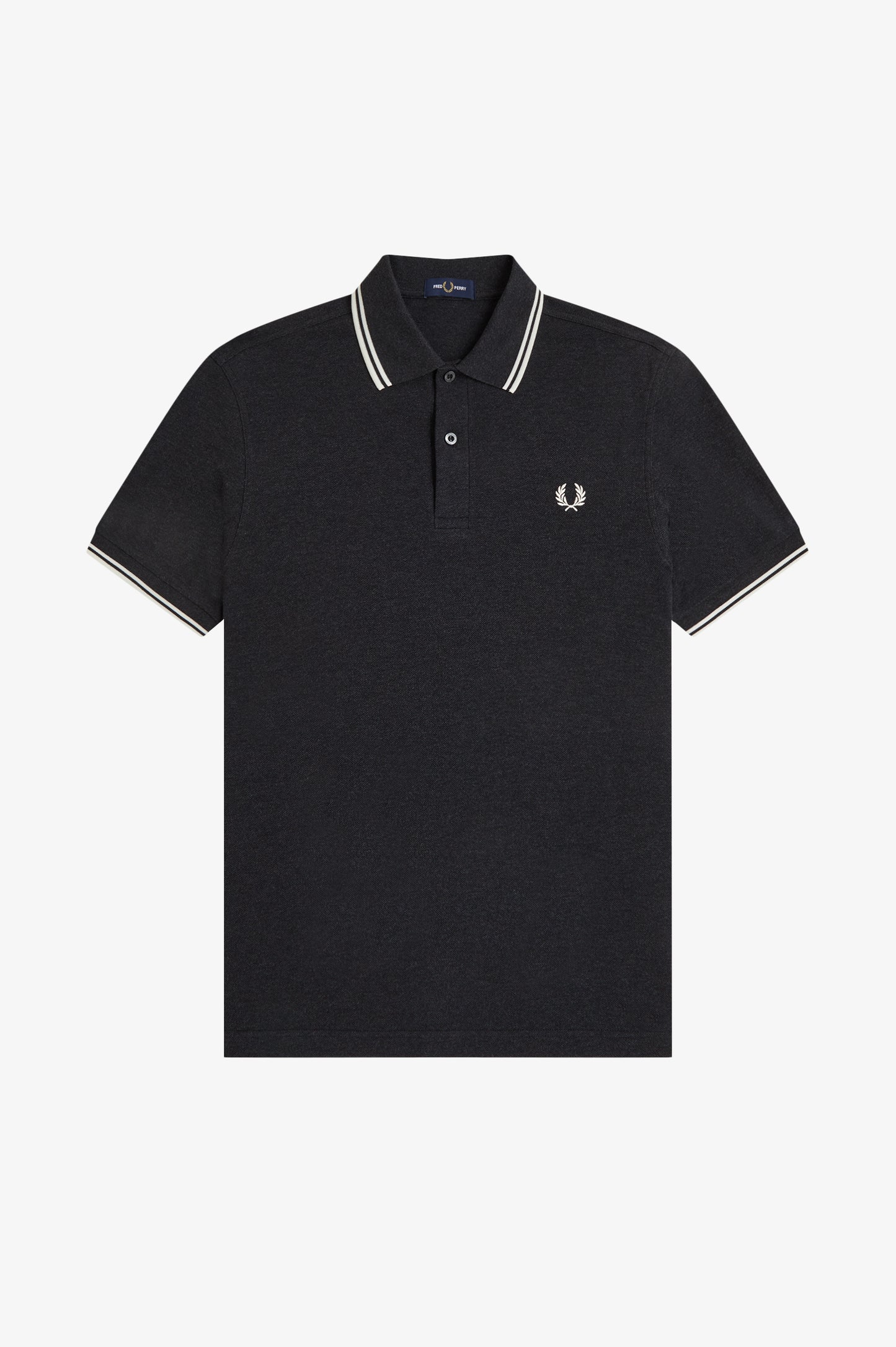 Fred Perry - TWIN TIPPED POLO SHIRT - Charcoal Marl/Ecru/Ecru
