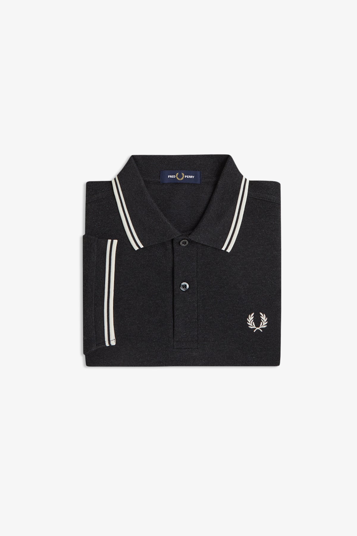 Fred Perry - TWIN TIPPED POLO SHIRT - Charcoal Marl/Ecru/Ecru