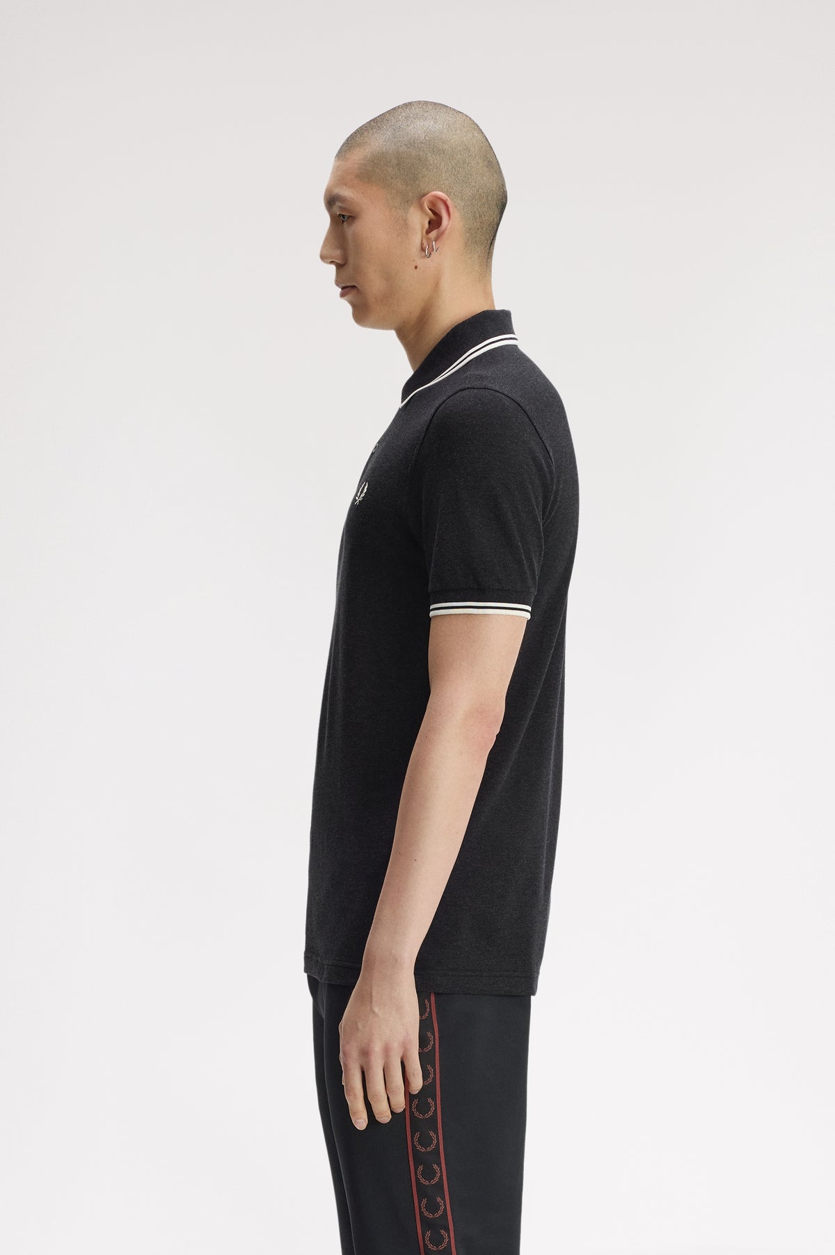 Fred Perry - TWIN TIPPED POLO SHIRT - Charcoal Marl/Ecru/Ecru