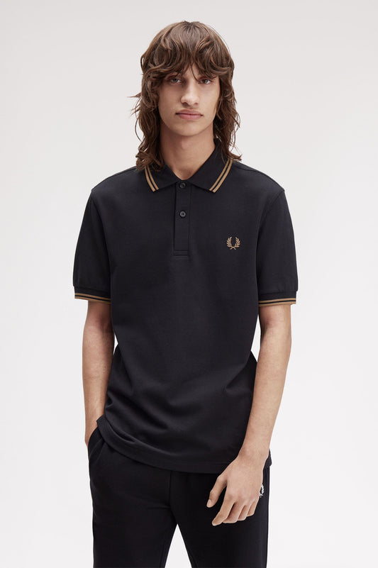 Fred Perry - TWIN TIPPED POLO SHIRT - Black/Shaded stone