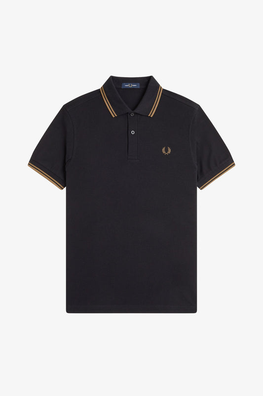 Fred Perry - TWIN TIPPED POLO SHIRT - Black/Shaded stone