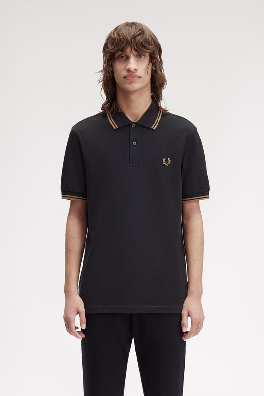Fred Perry - TWIN TIPPED POLO SHIRT - Black/Shaded stone