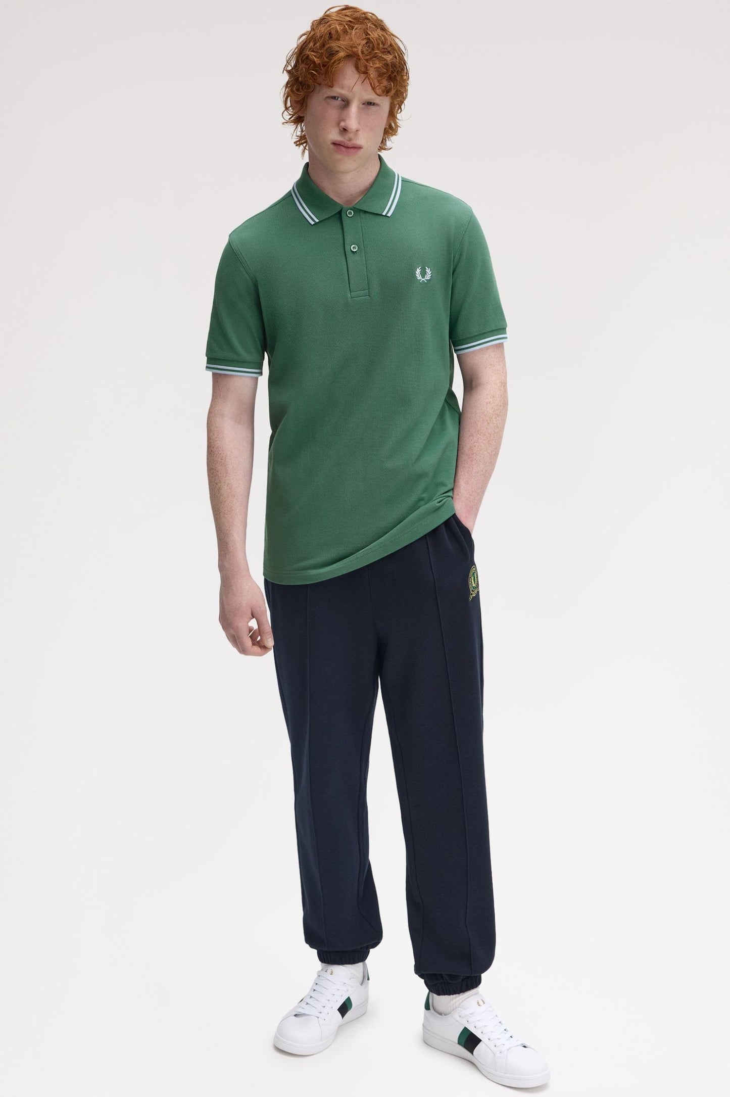 Fred Perry - TWIN TIPPED FRED PERRY SHIRT - Sport Green/Track Blue/Track Blue
