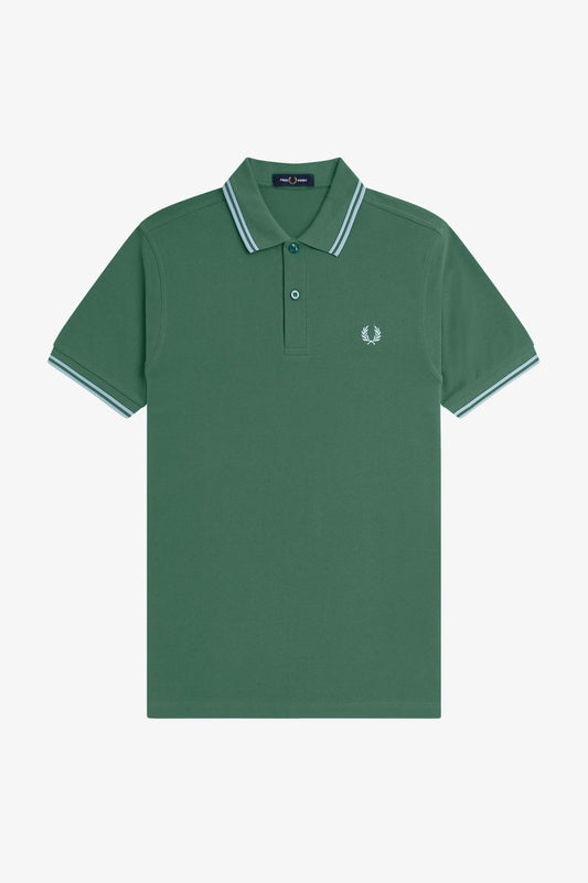 Fred Perry - TWIN TIPPED FRED PERRY SHIRT - Sport Green/Track Blue/Track Blue