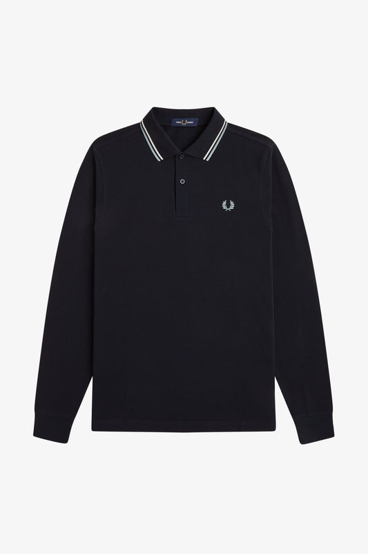 Fred Perry - LS TWIN TIPPED POLO SHIRT - Navy/Ecru/Silverblue