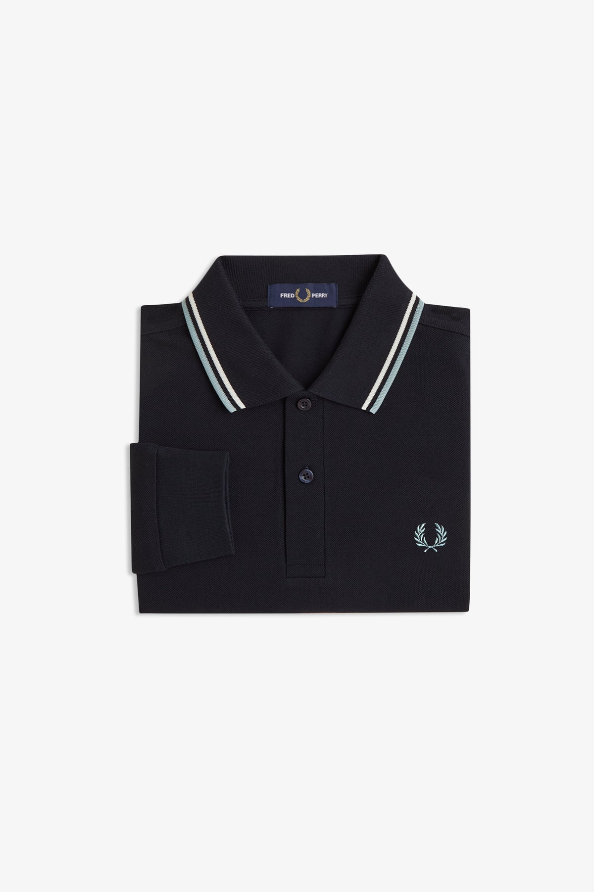 Fred Perry - LS TWIN TIPPED POLO SHIRT - Navy/Ecru/Silverblue