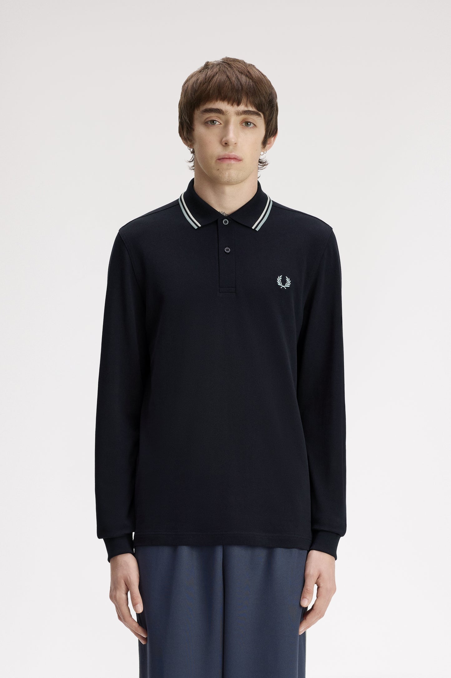Fred Perry - LS TWIN TIPPED POLO SHIRT - Navy/Ecru/Silverblue