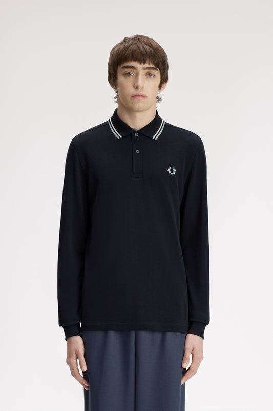 Fred Perry - LS TWIN TIPPED POLO SHIRT - Navy/Ecru/Silverblue