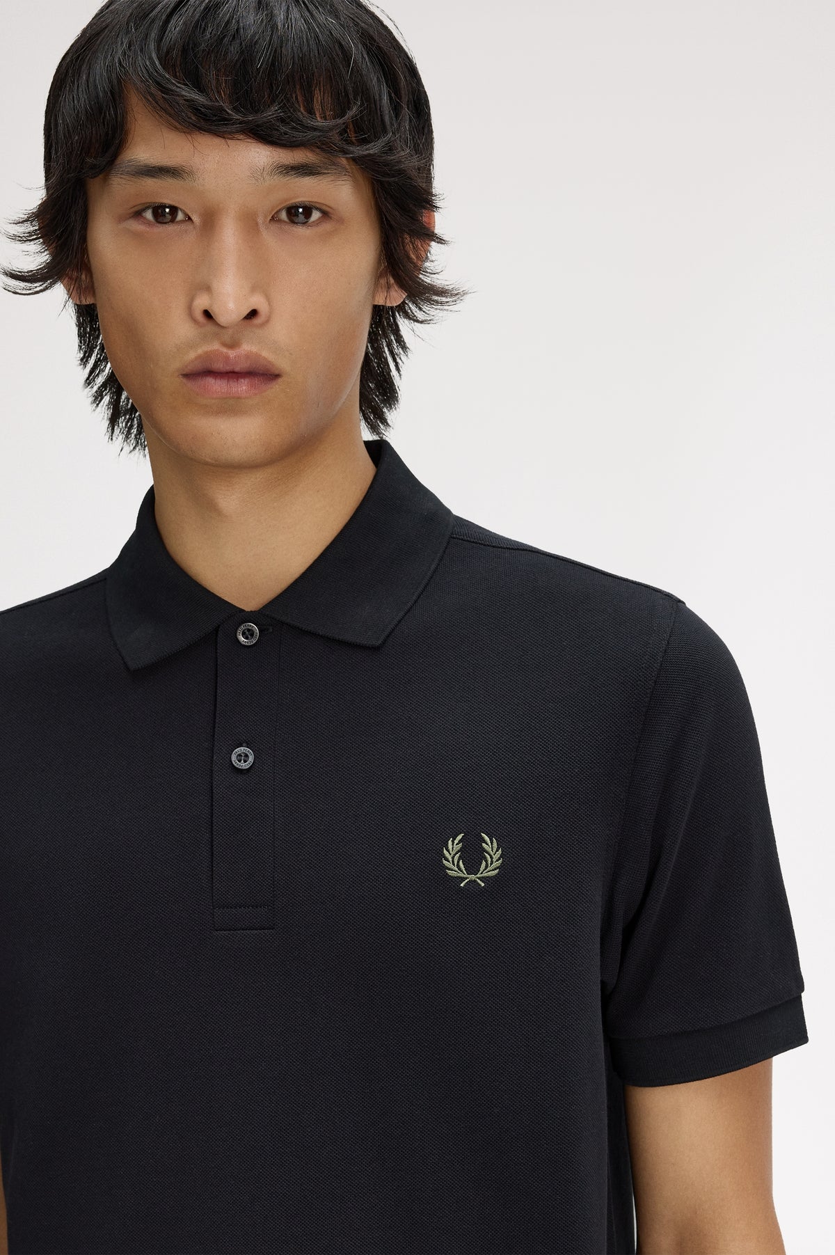 Fred Perry - THE FRED PERRY SHIRT - Black/Laurel Wreath Green