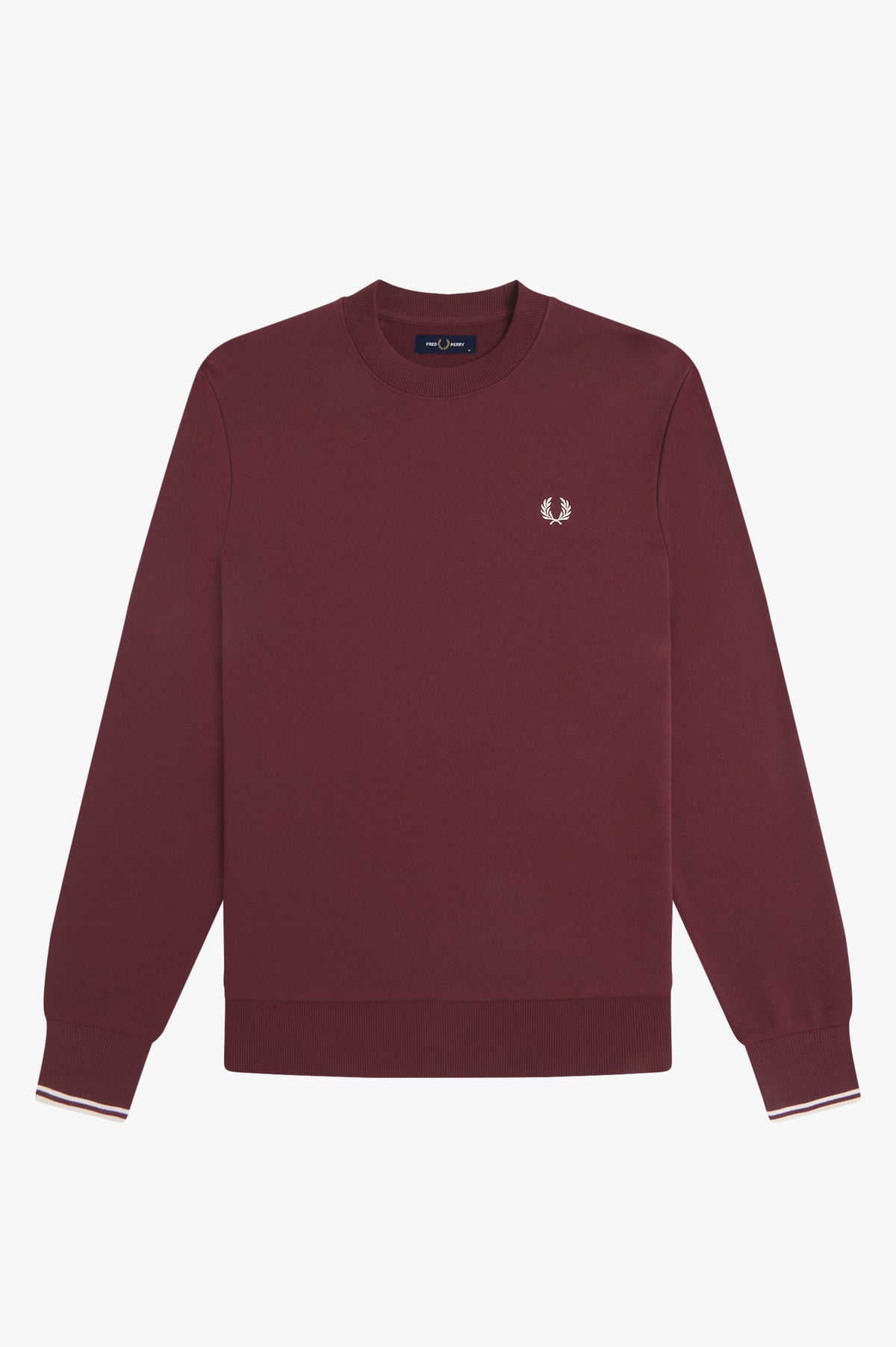 Fred Perry - CREW NECK SWEATSHIRT - Oxblood/Ecru