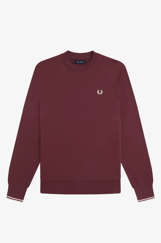 Fred Perry - CREW NECK SWEATSHIRT - Oxblood/Ecru
