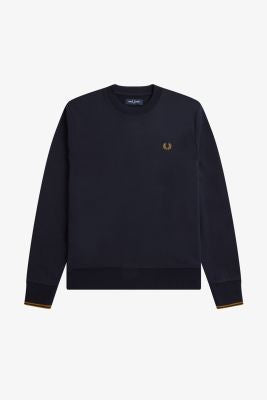 Fred Perry - CREW NECK SWEATSHIRT - Navy/Dark Caramel
