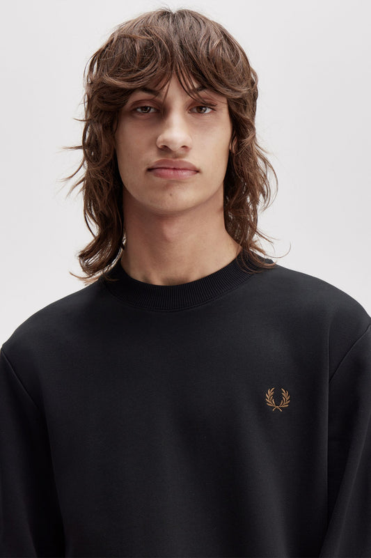 Fred Perry - CREW NECK SWEATSHIRT - Black/Shadedstone