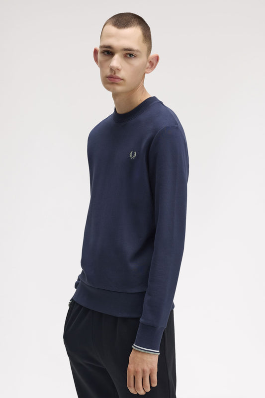 Fred Perry - CREW NECK SWEATSHIRT - Dark Airforce/Lightice/Bayleaf