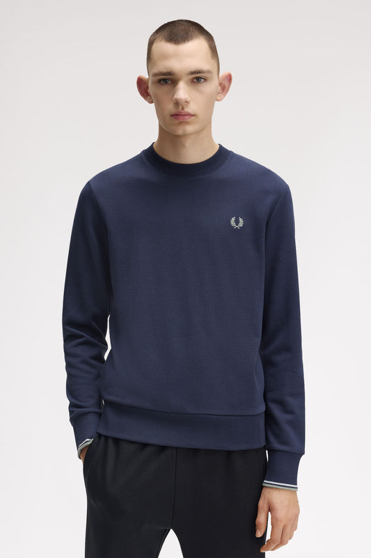 Fred Perry - CREW NECK SWEATSHIRT - Dark Airforce/Lightice/Bayleaf