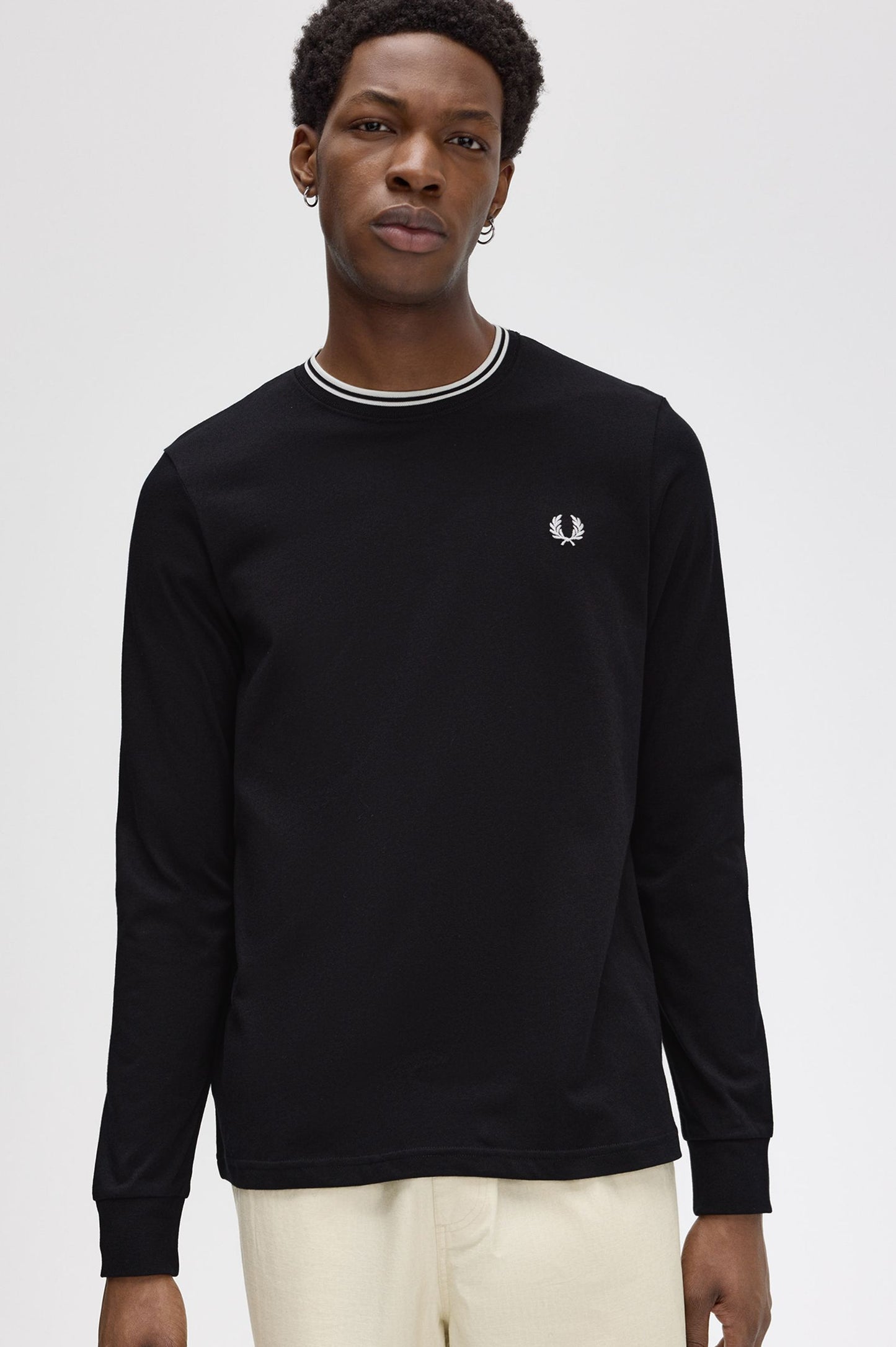 Fred Perry - LS TWIN TIPPED T-SHIRT - Black