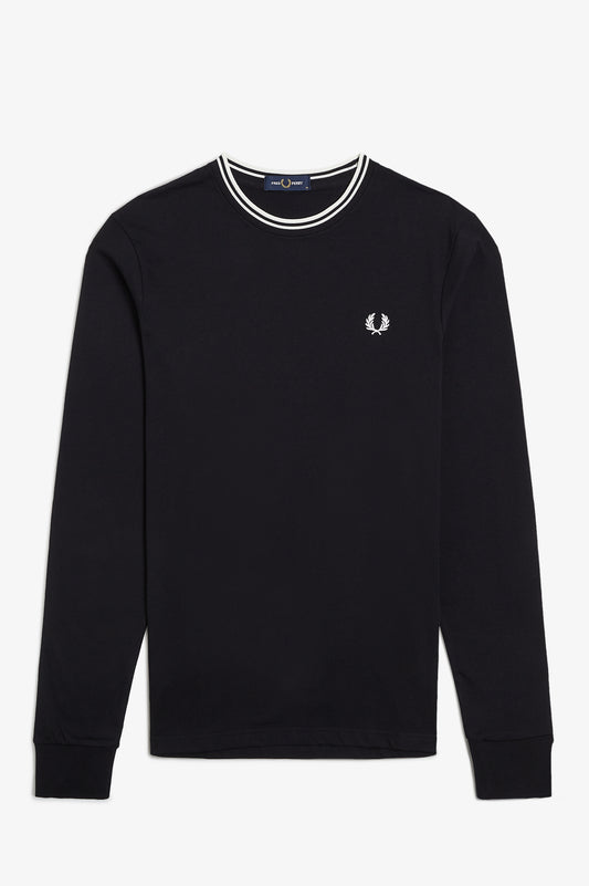 Fred Perry - LS TWIN TIPPED T-SHIRT - Black