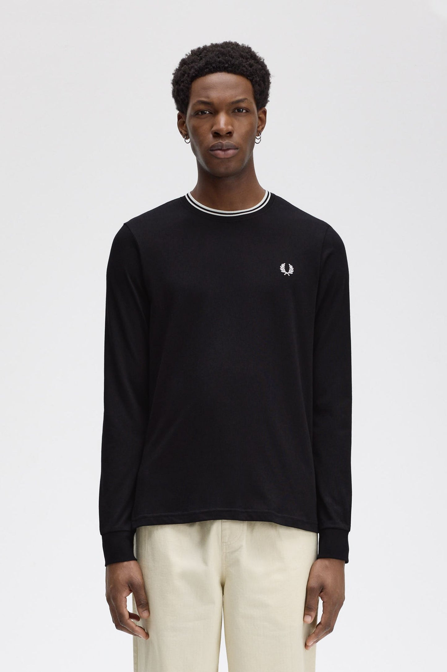 Fred Perry - LS TWIN TIPPED T-SHIRT - Black