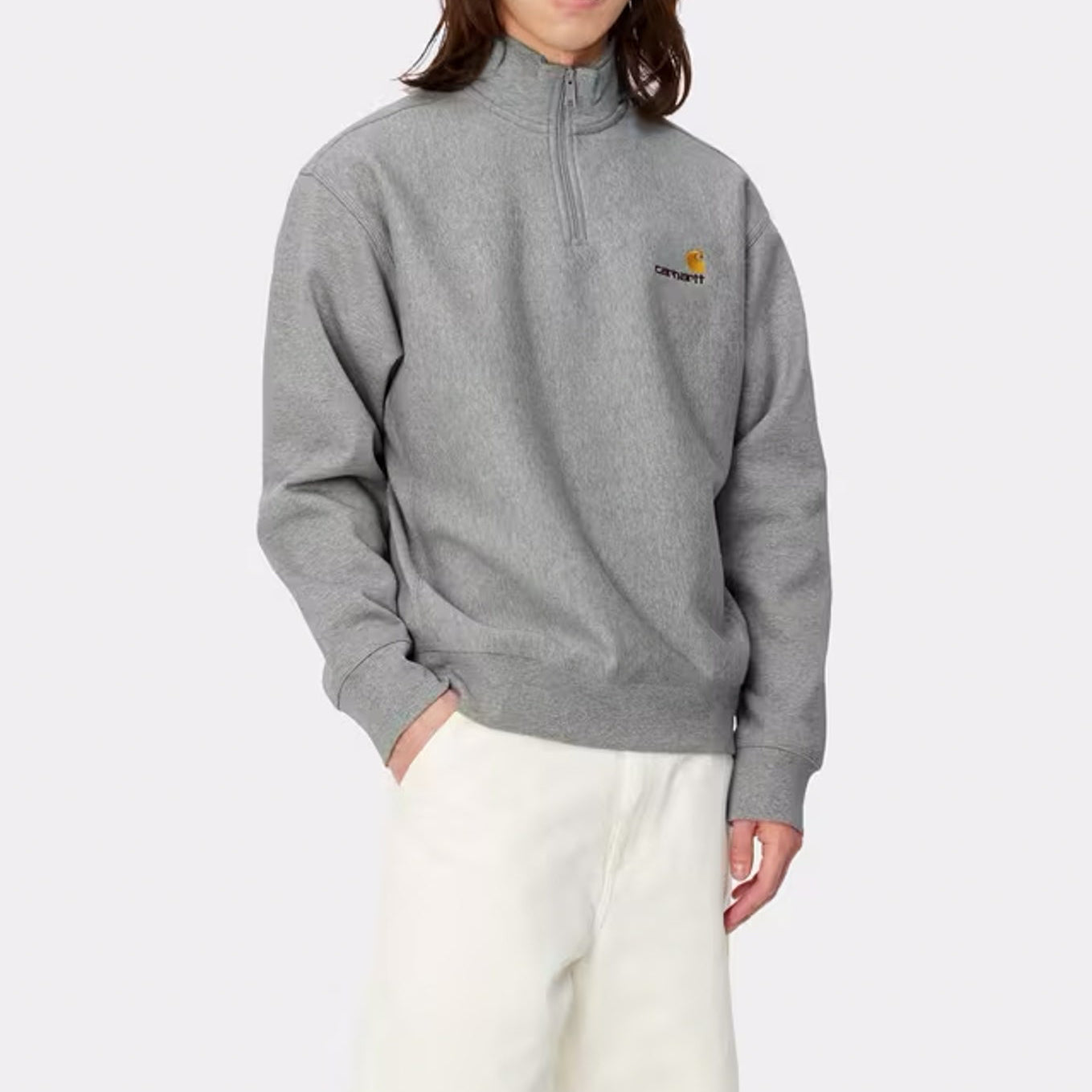 Carhartt WIP - HALF ZIP AMERICAN SCRIPT SWEATSHIRT - Grey Heather