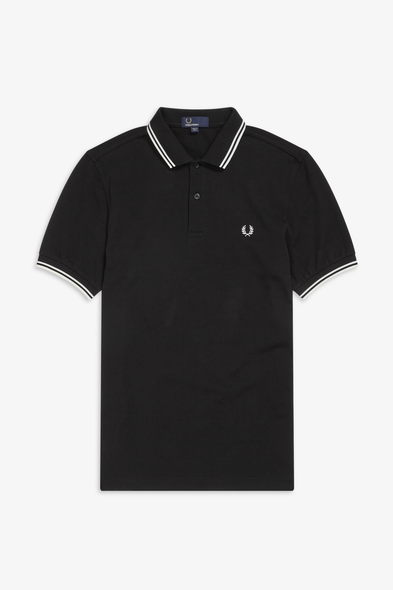 Fred Perry - TWIN TIPPED POLO SHIRT - Black/Porcelain
