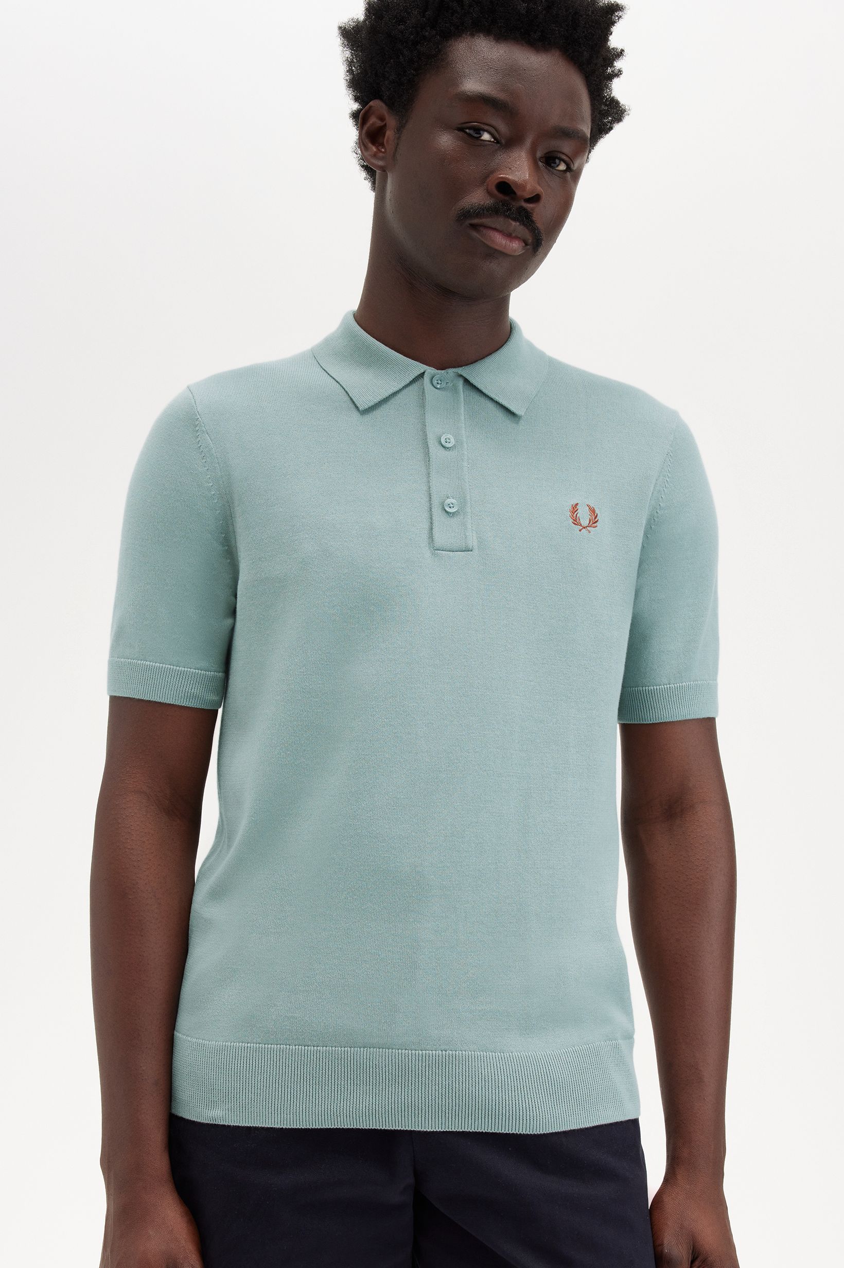 Fred Perry - COTTON KNITTED SHIRT - Silver Blue