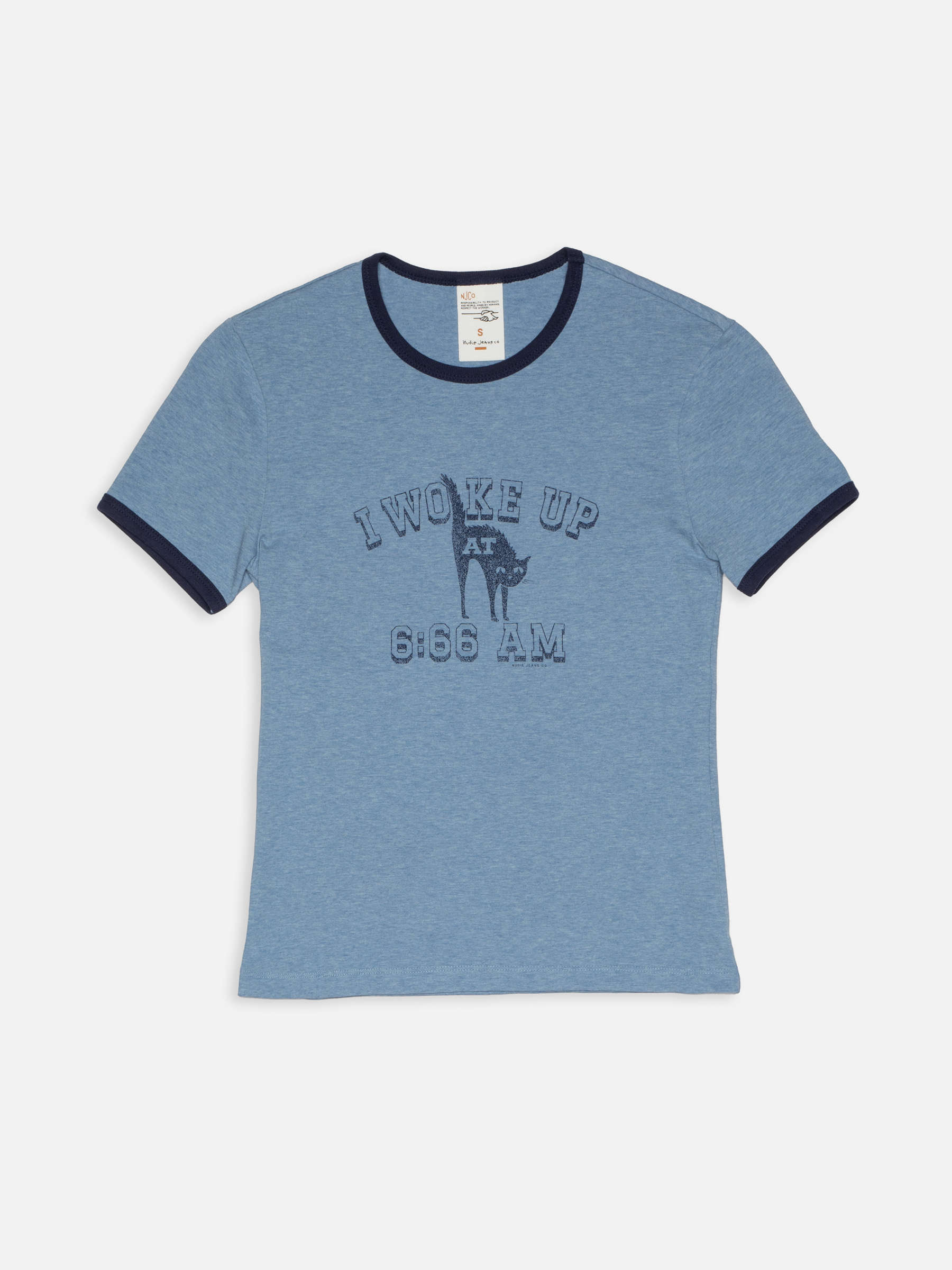 Nudie Jeans - EVE 6-66 RINGER T-SHIRT - Blue Melange