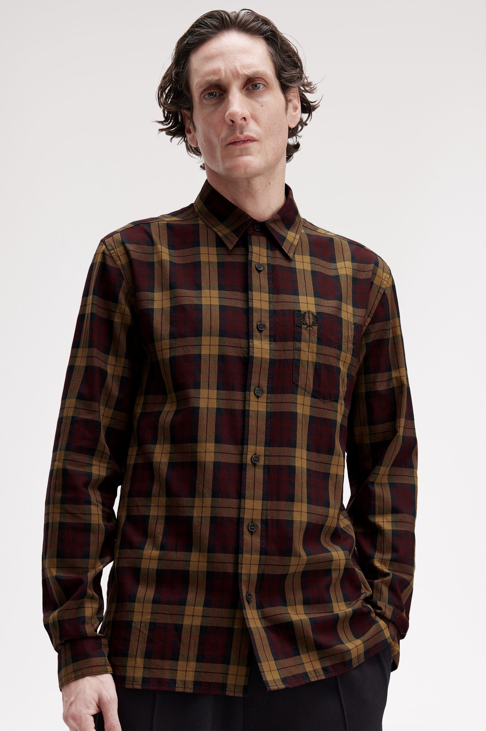 Fred Perry - TARTAN TWILL SHIRT - Oxblood