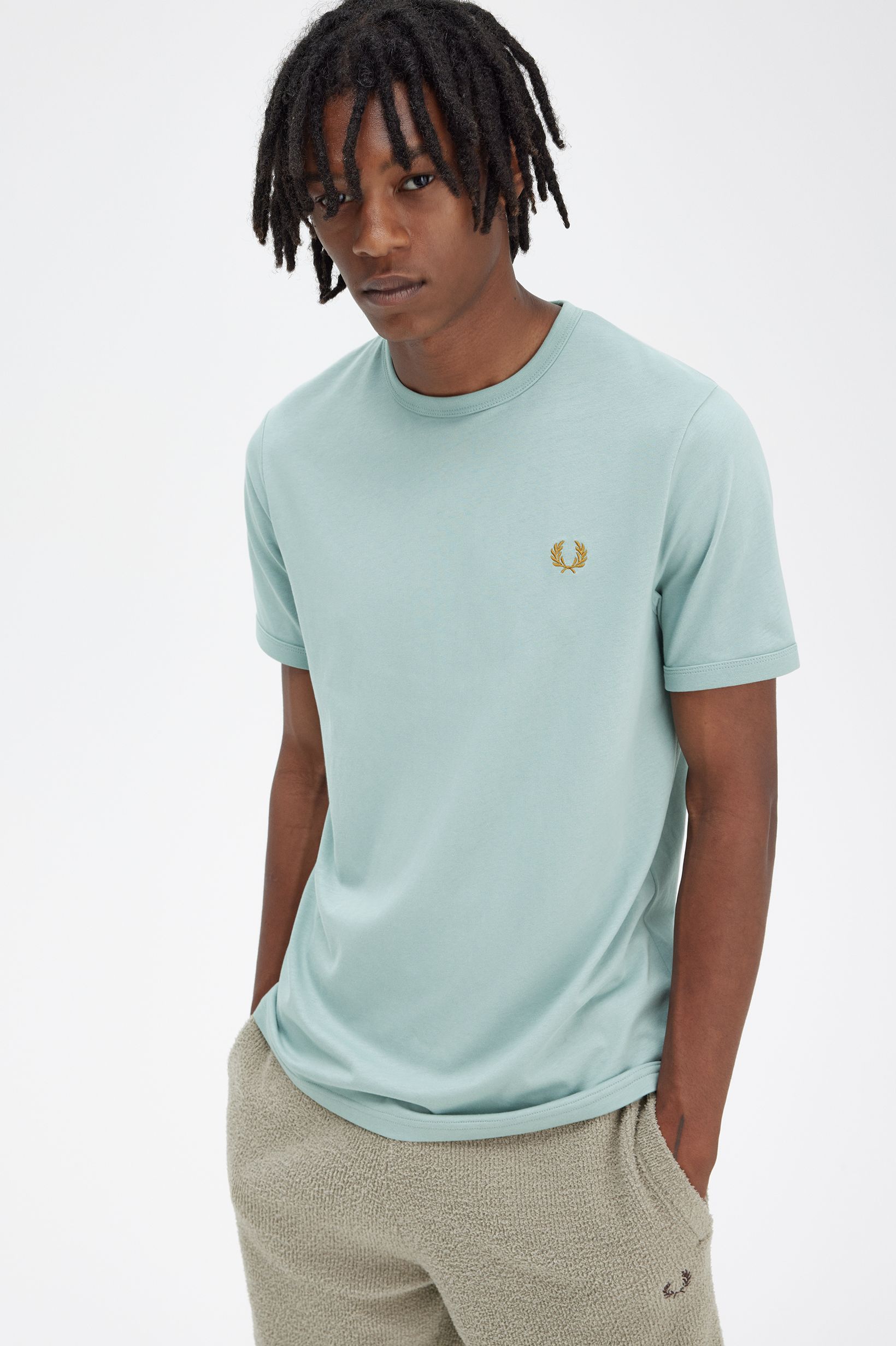 Fred Perry - RINGER T-SHIRT - Silver Blue