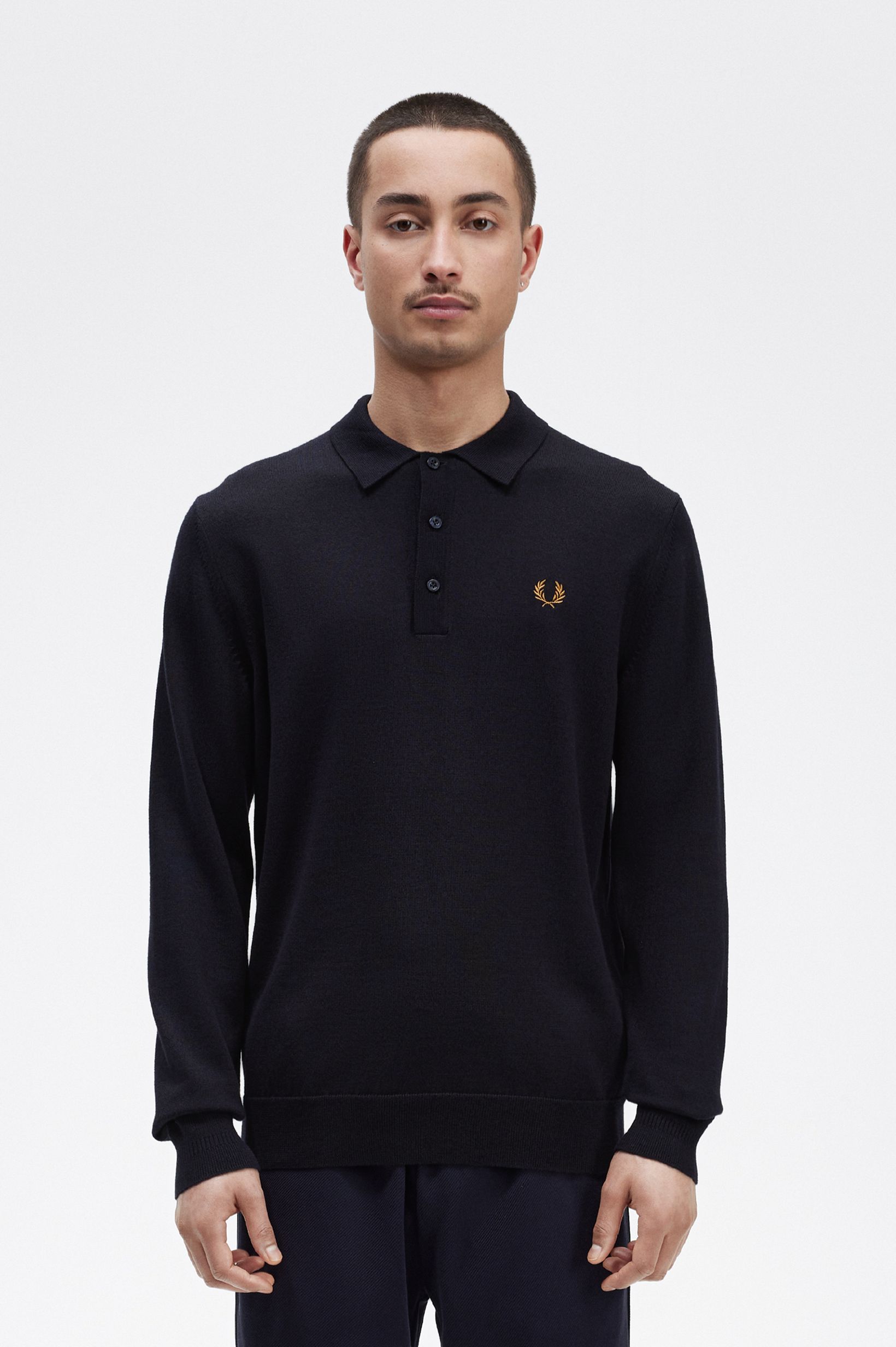 Fred Perry - CLASSIC KNITTED SHIRT LS - Navy