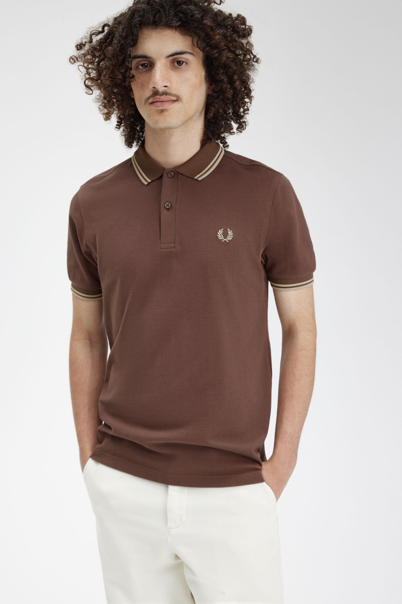 Fred Perry - TWIN TIPPED POLO SHIRT - Brick/Warm Grey