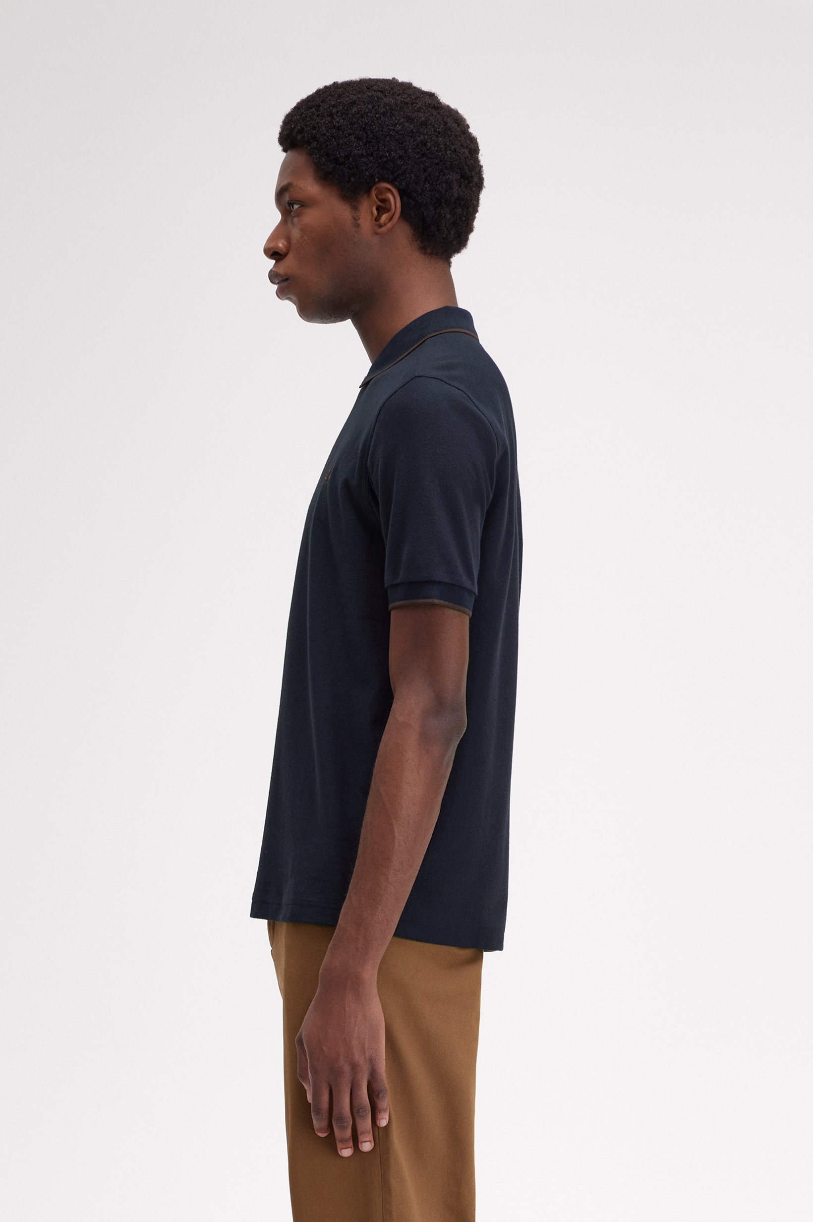 Fred Perry - CREPE PIQUE ZIP NECK POLO SHIRT - Navy